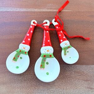 NWOT Festive Snowman Holiday Spoons - Red and White